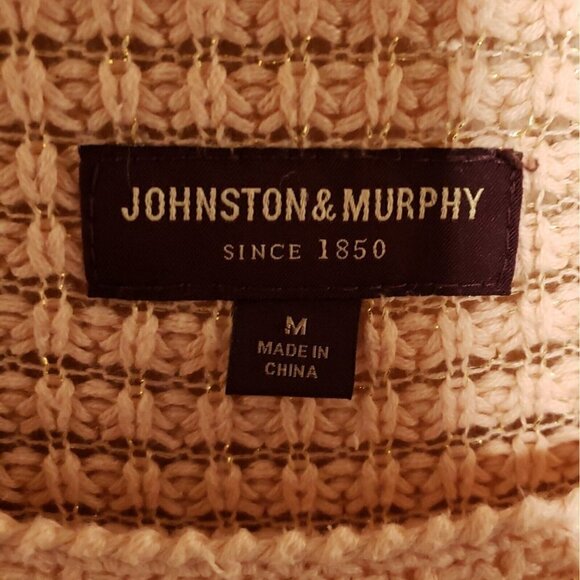 Johnston & Murphy Womens Wide Neck Peach Pink Textured Open Knit Sweater Medium - Picture 4 of 6